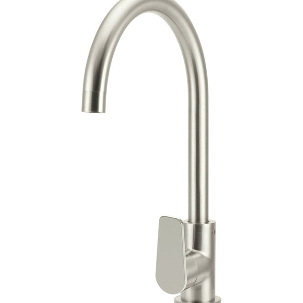 Round Gooseneck Kitchen Mixer Tap with Paddle Handle