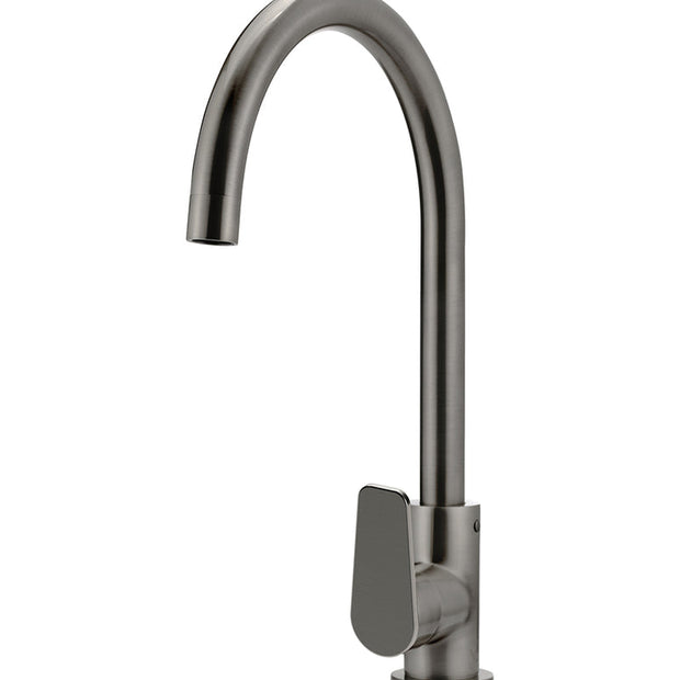 Round Gooseneck Kitchen Mixer Tap with Paddle Handle
