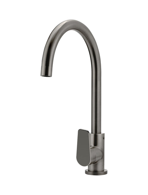 Meir Round Gooseneck Kitchen Mixer Tap with Paddle Handle