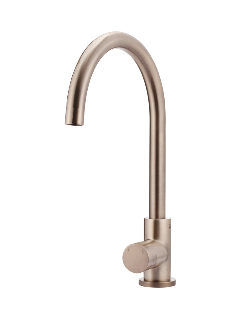 Round Gooseneck Kitchen Mixer Tap with Pinless Handle