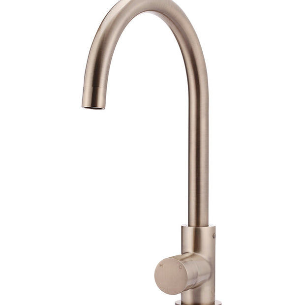 Round Gooseneck Kitchen Mixer Tap with Pinless Handle