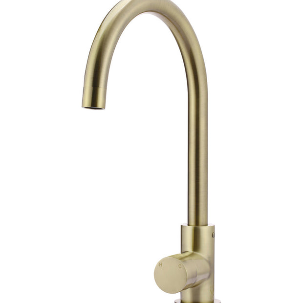 Round Gooseneck Kitchen Mixer Tap with Pinless Handle