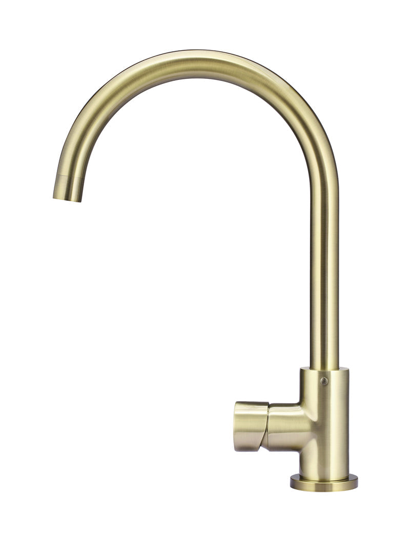Round Gooseneck Kitchen Mixer Tap with Pinless Handle - PVD Tiger Bronze