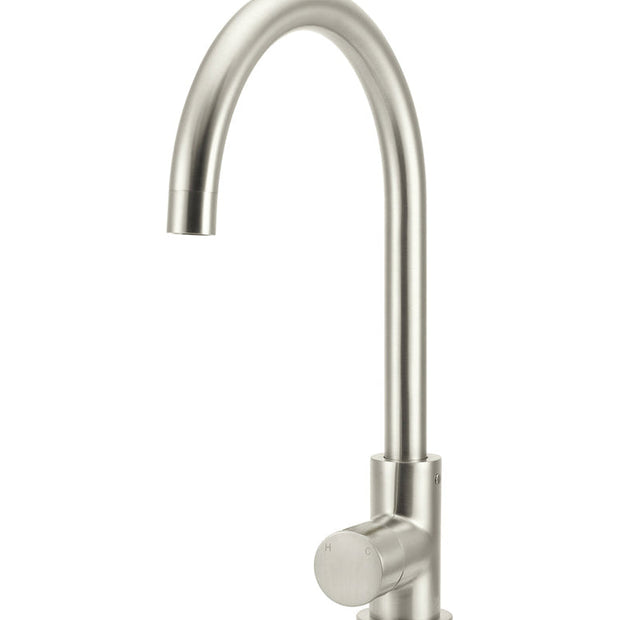 Round Gooseneck Kitchen Mixer Tap with Pinless Handle