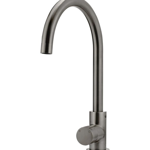 Round Gooseneck Kitchen Mixer Tap with Pinless Handle