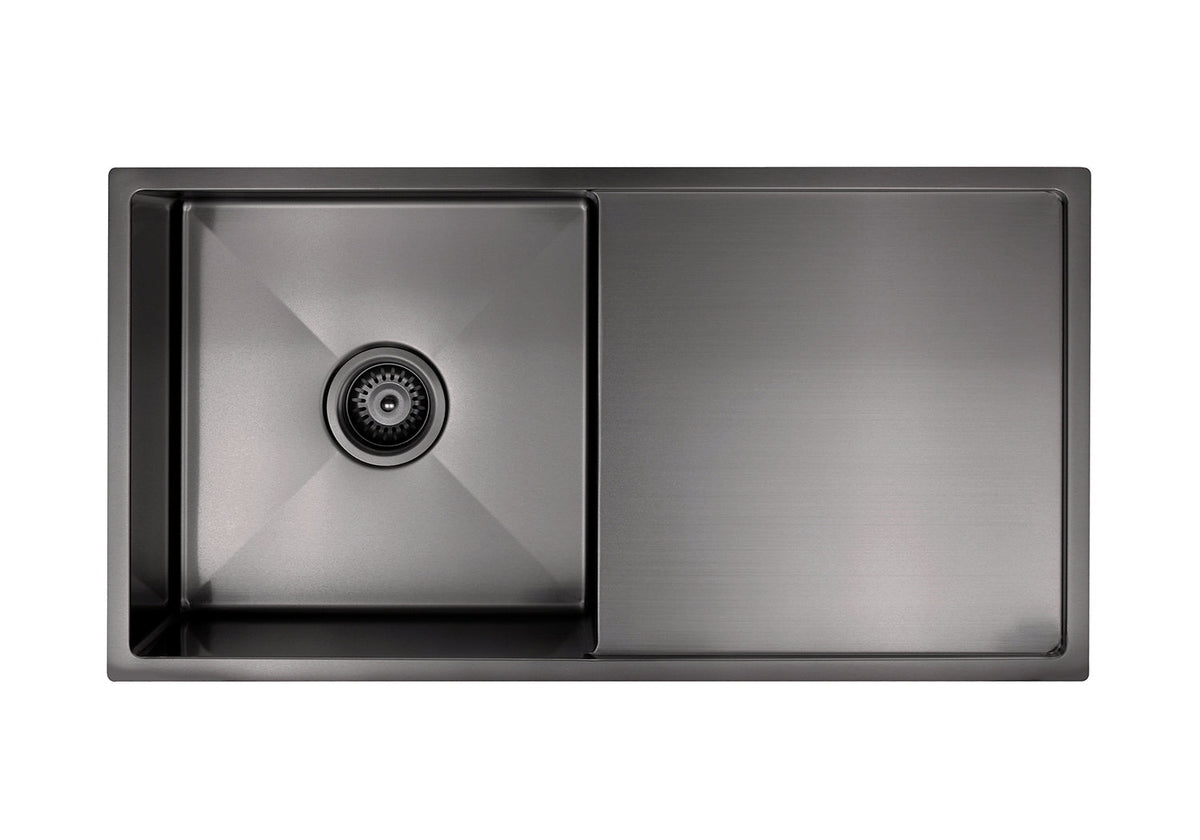 Lavello Kitchen Sink - Single Bowl & Drainboard 840 x 440 - PVD Gunmetal Black