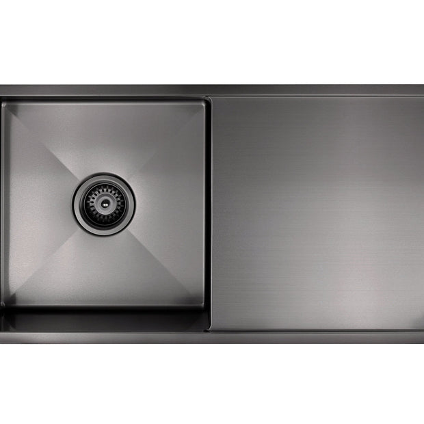 Lavello Kitchen Sink - Single Bowl & Drainboard 840 x 440 - PVD Gunmetal Black