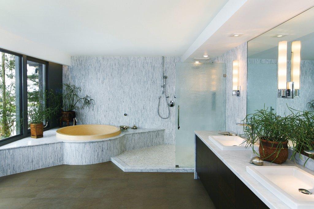 Matrix Multi Grey Matrix Natural Stone Mosaic in a room setting