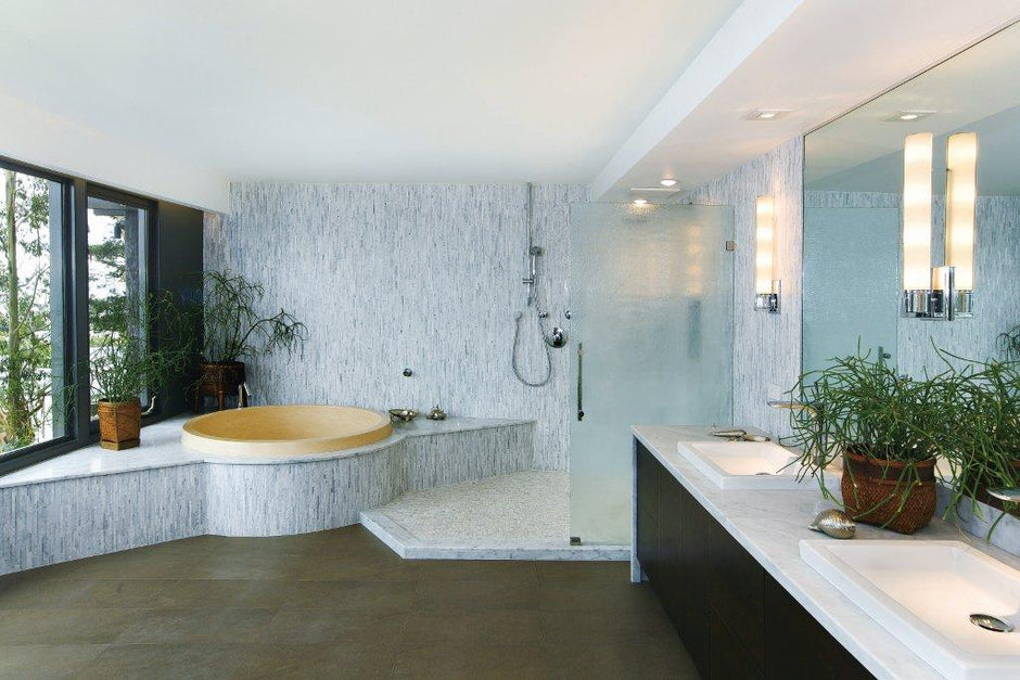 Matrix Multi Grey Matrix Natural Stone Mosaic in a room setting