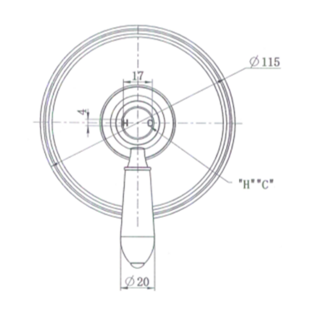Bordeaux Shower Mixer TRIM KIT line drawing