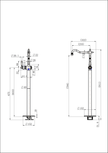 Bordeaux Freestanding Bath Mixer line drawing