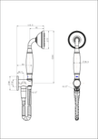 Bordeaux Hand Shower On Bracket line drawing