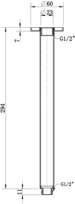 Round Ceiling Shower Arm 300mm line drawing