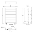 Mirage 6 Bar Heated Towel Rail line drawing