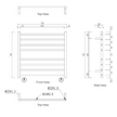 Mirage 8 Bar Wide Heated Towel Rail line drawing