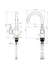 Montpellier Gooseneck High Rise Basin Mixer line drawing