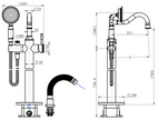 Montpellier Freestanding Bath Mixer with Hand Shower line drawing