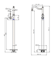 Montpellier Freestanding Bath Mixer line drawing