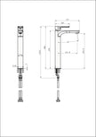 Nova High Rise Basin Mixer line drawing