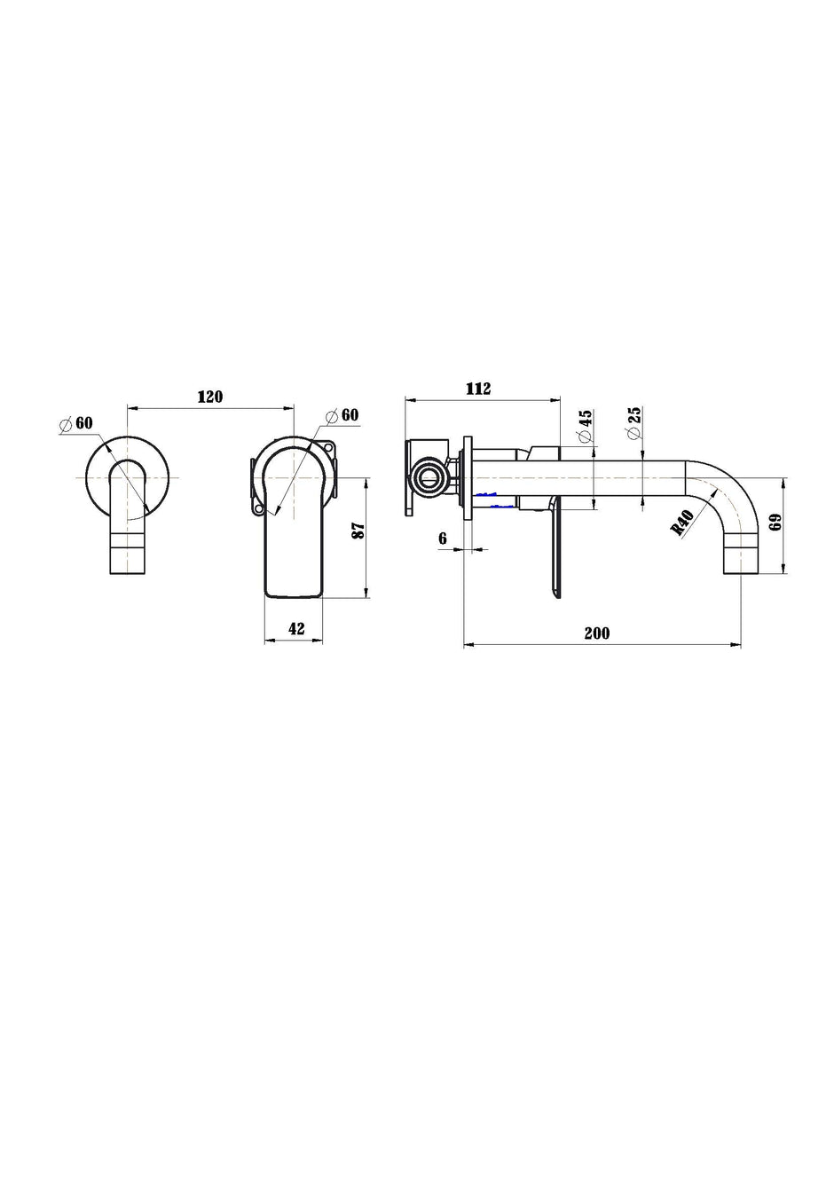 Nova Wall Combination line drawing