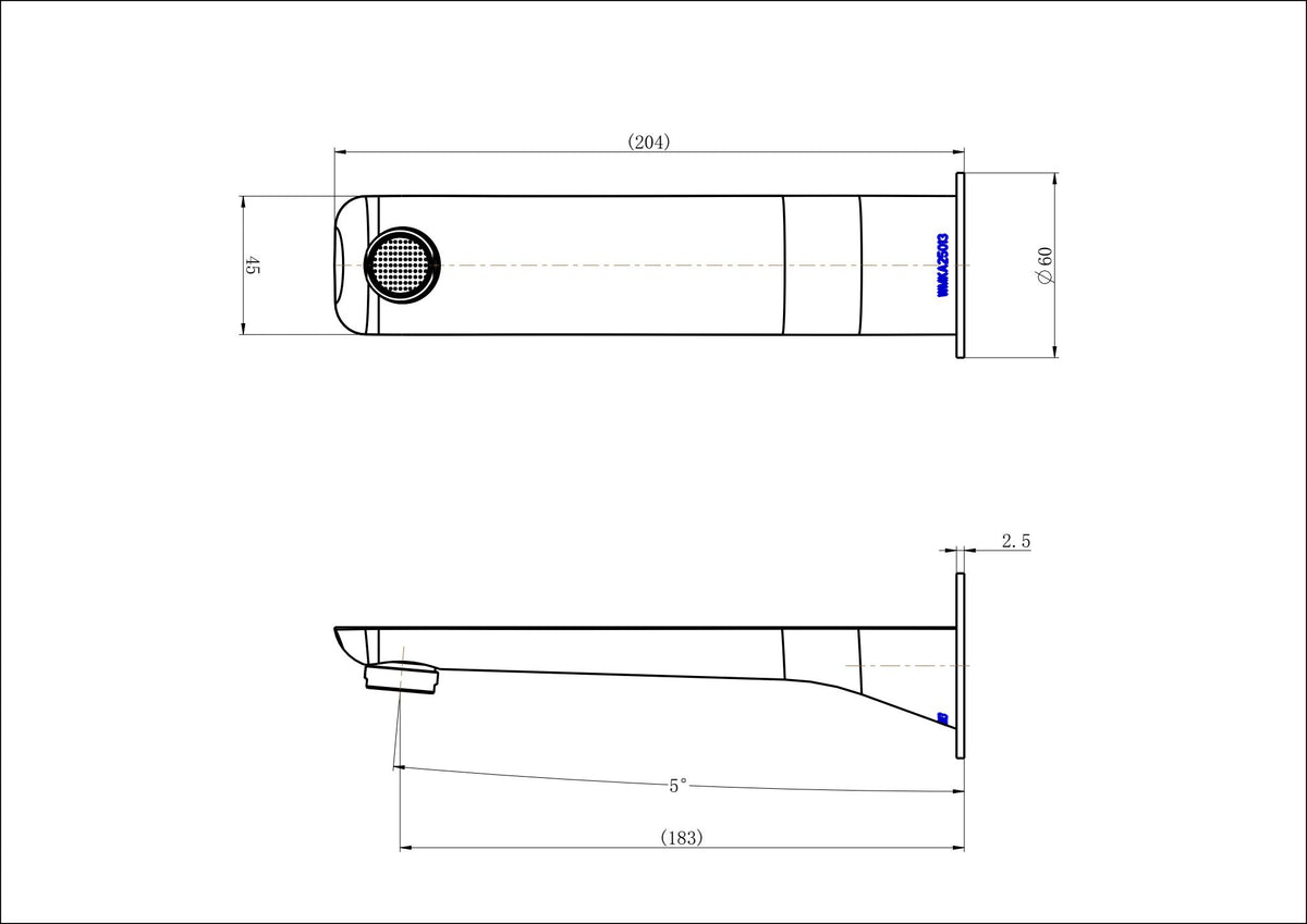 Nova Bath Spout line drawing