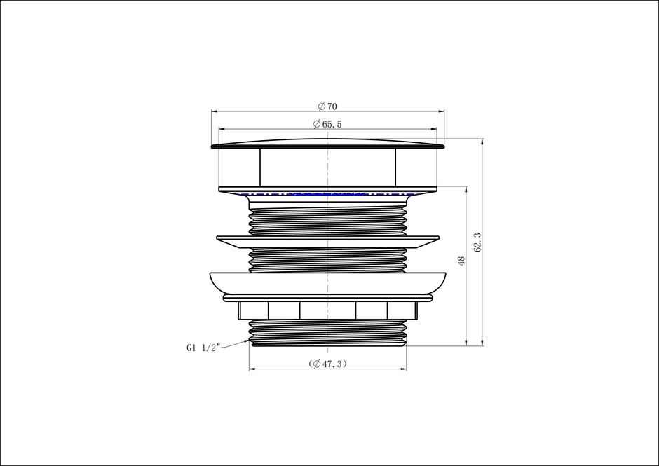 Pop-Up Waste 40mm For Bath line drawing