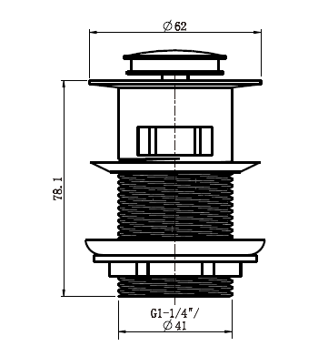 Pop-Up Waste 32mm With Overflow line drawing