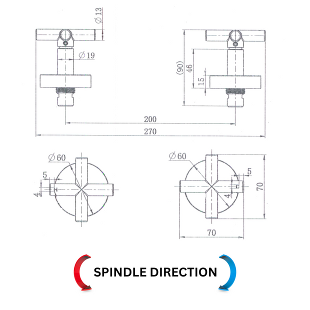 Ryker Wall Stop Assemblies 1/4 Turn line drawing