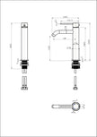 Star Mini Mid-Rise Basin Mixer Curved Spout line drawing