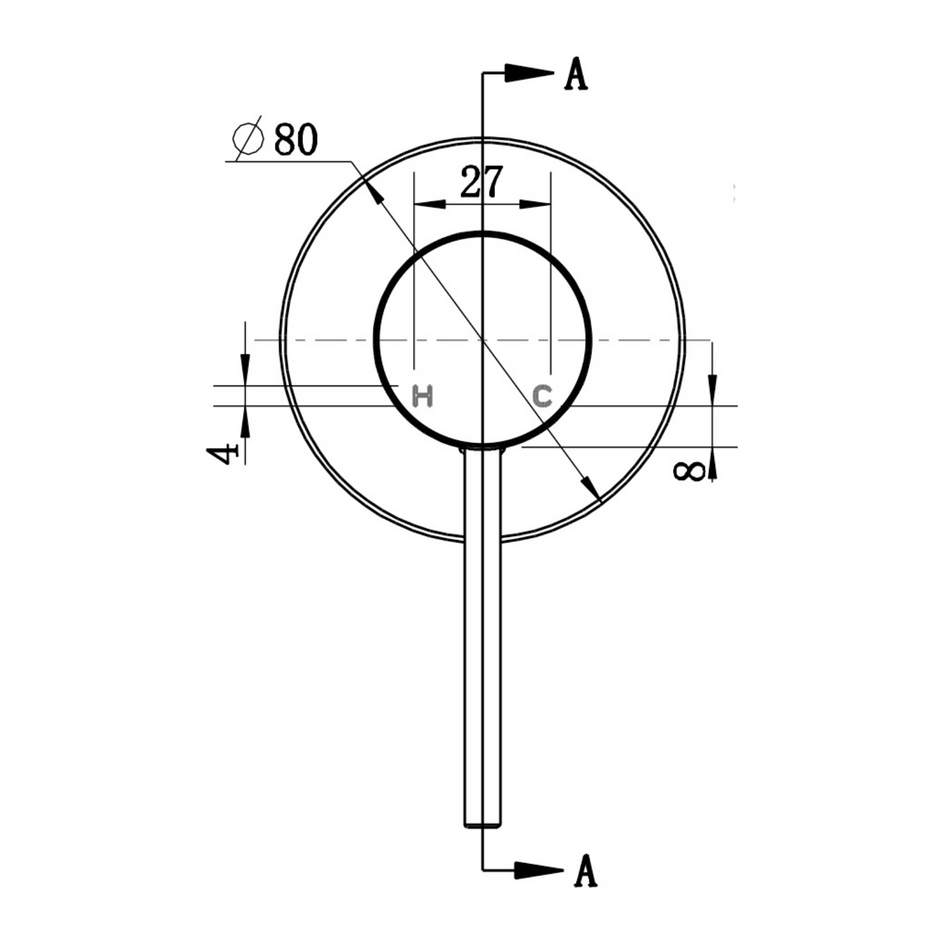 Star Mini Shower Mixer 80mm TRIM KIT line drawing