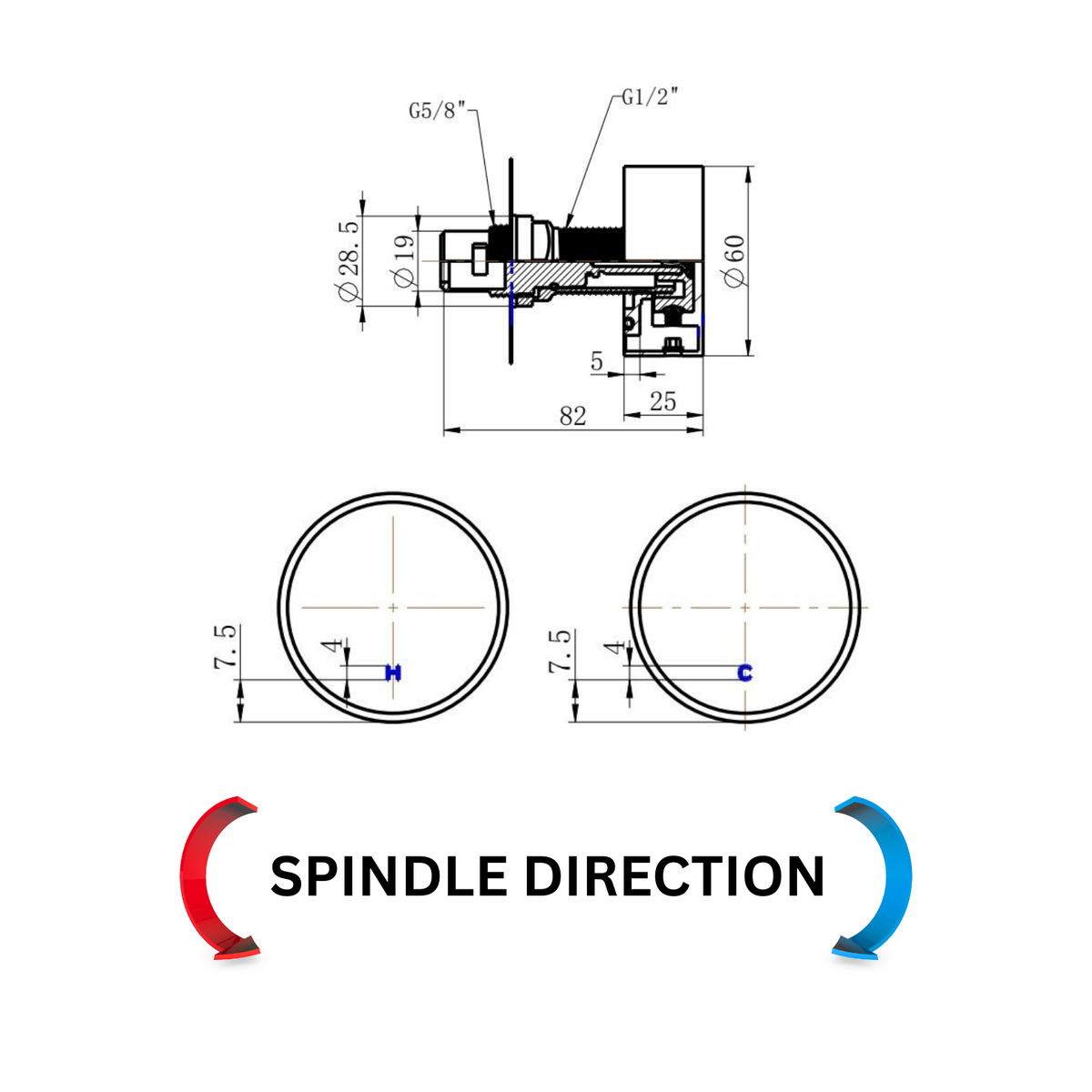 Star Mini Round Wall Top Assemblies line drawing