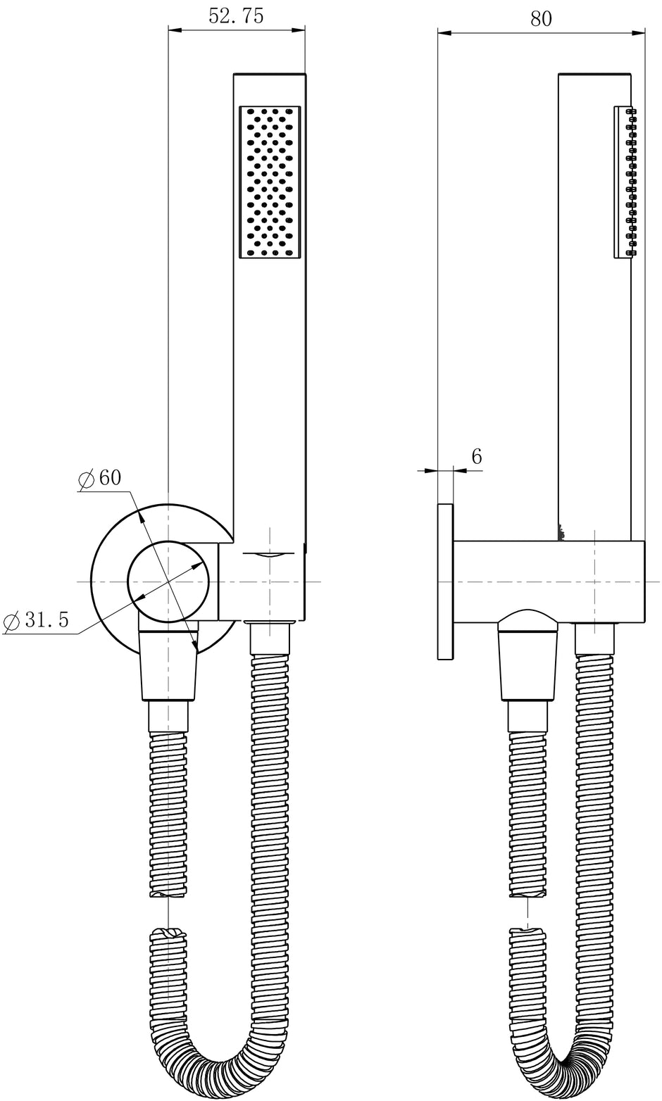 Star Mini Shower Bracket line drawing