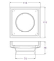 Tile Insert 75mm line drawing