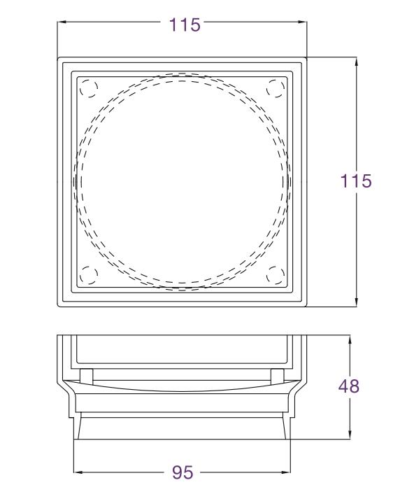 Tile Insert 95mm line drawing