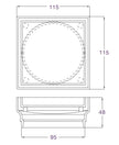 Tile Insert 95mm line drawing