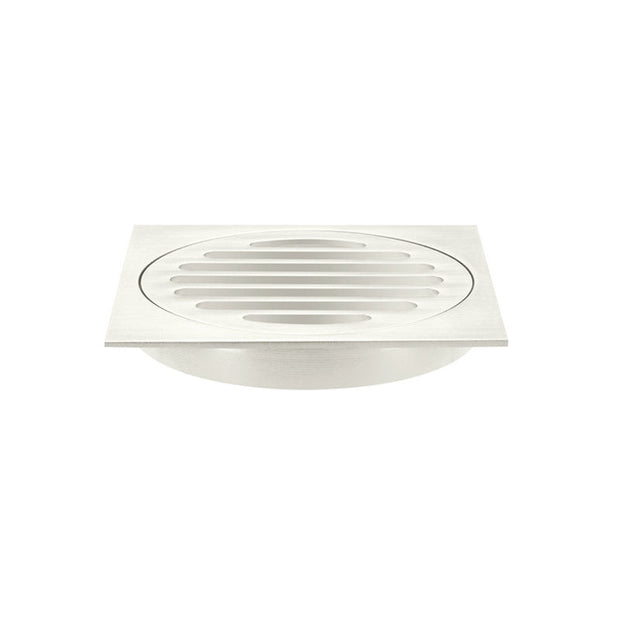 Square Floor Grate Shower Drain 100mm outlet - PVD Brushed Nickel