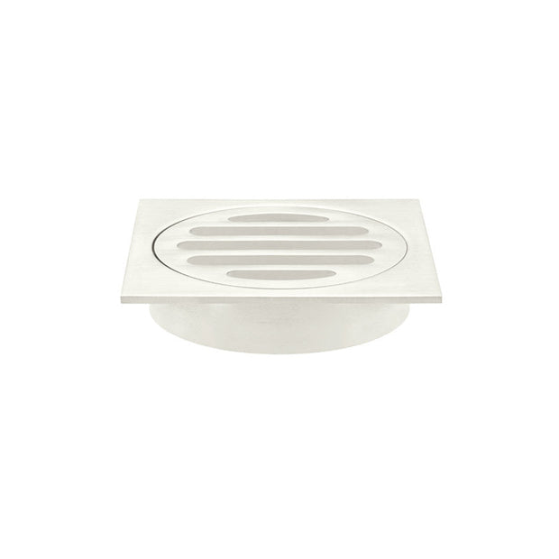 Square Floor Grate Shower Drain 80mm outlet - PVD Brushed Nickel