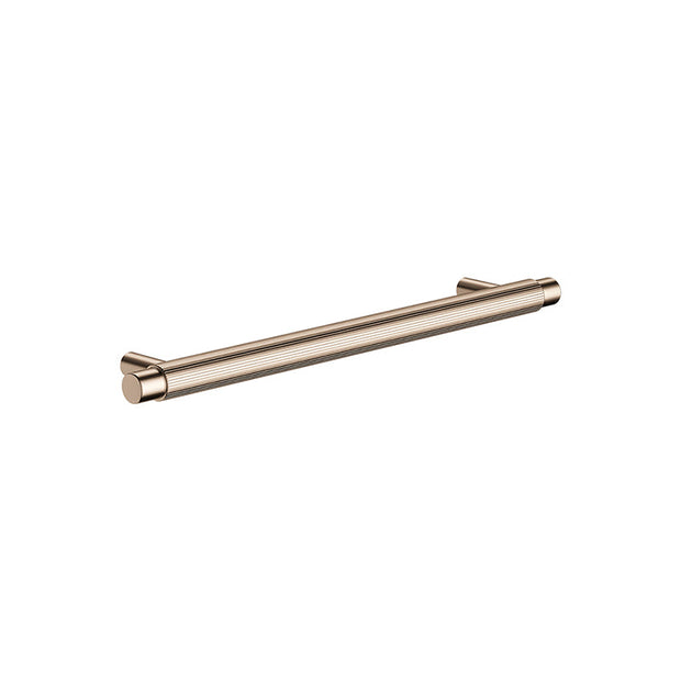 Öppen Round Pull 200mm Cabinet Handle (Linear Knurled) - PVD Champagne