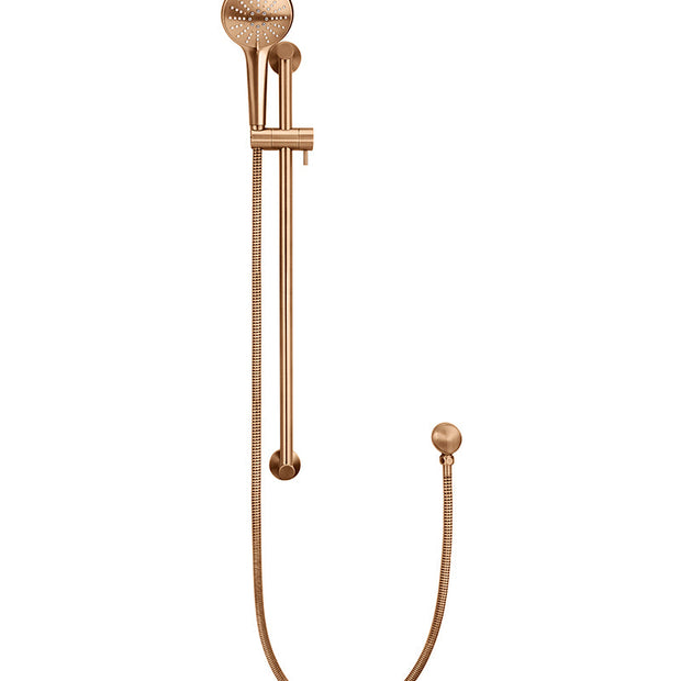 Round Three Function Hand Shower on Rail Column - Lustre Bronze