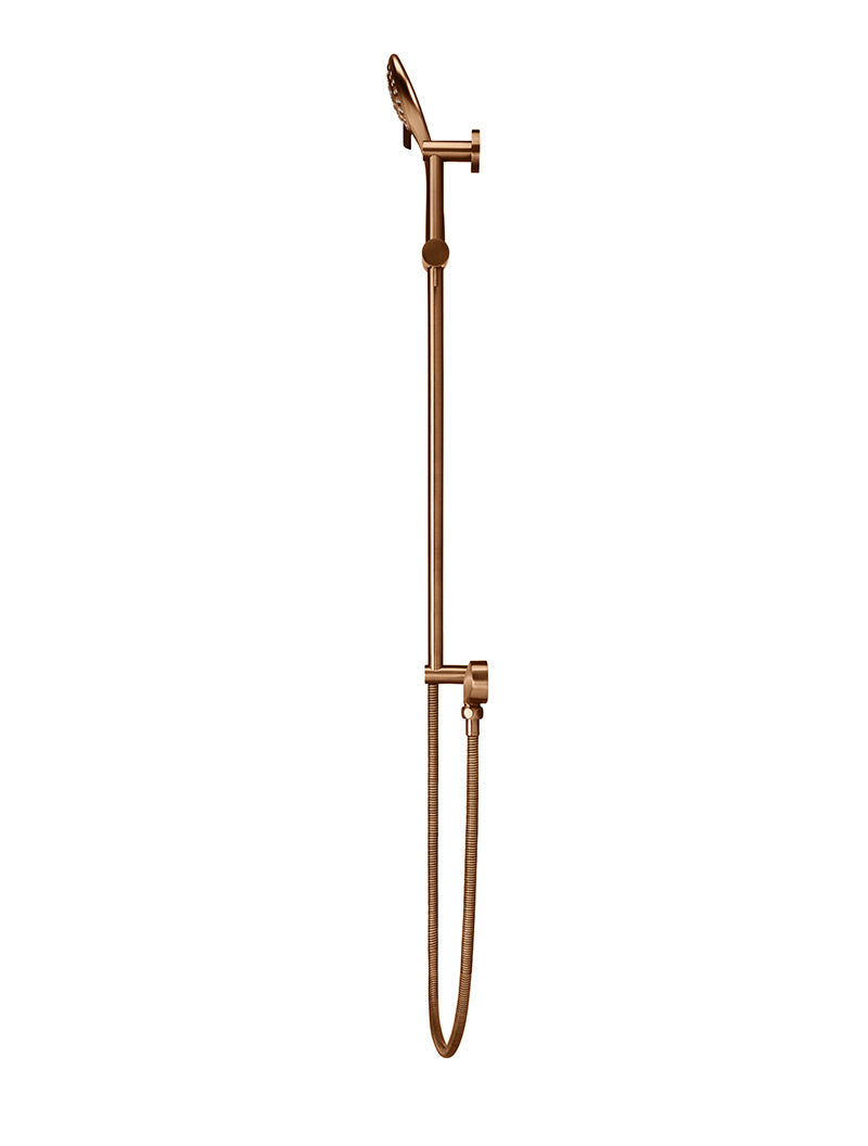 Round Three Function Hand Shower on Rail Column - Lustre Bronze
