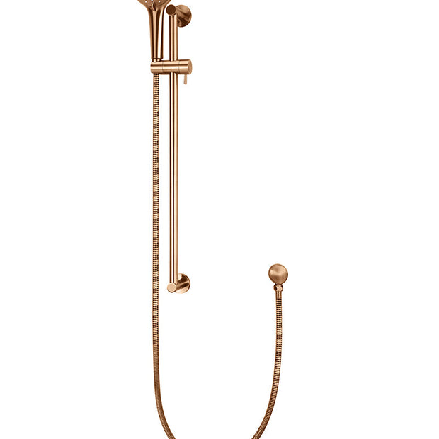 Round Three Function Hand Shower on Rail Column - Lustre Bronze