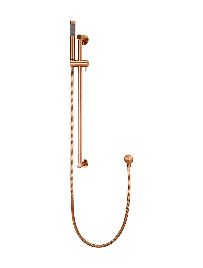 Round Hand Shower on Rail Column - Lustre Bronze