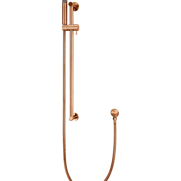 Round Hand Shower on Rail Column - Lustre Bronze