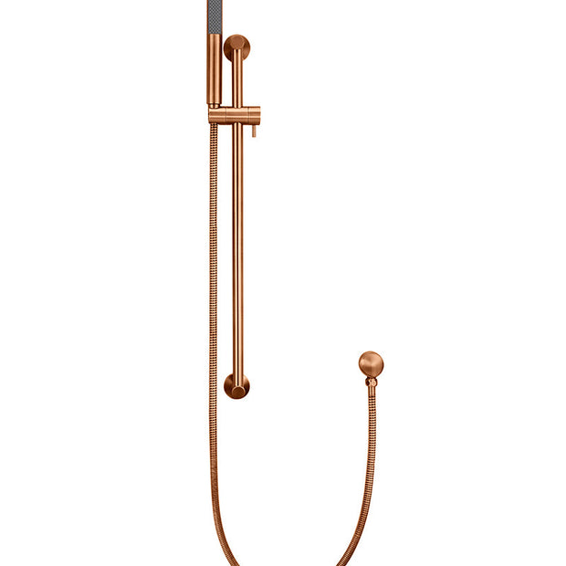 Round Hand Shower on Rail Column - Lustre Bronze