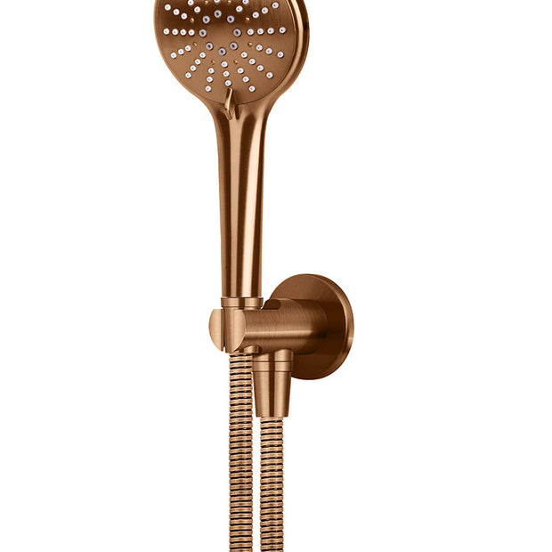 Round Three Function Hand Shower on Fixed Bracket - Lustre Bronze