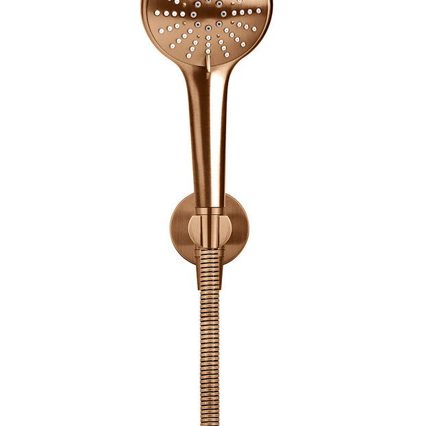Round Three Function Hand Shower on Fixed Bracket - Lustre Bronze