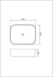 Navona Rectangle Above Counter Ceramic Basin 455 x 320 x 135mm technical drawing