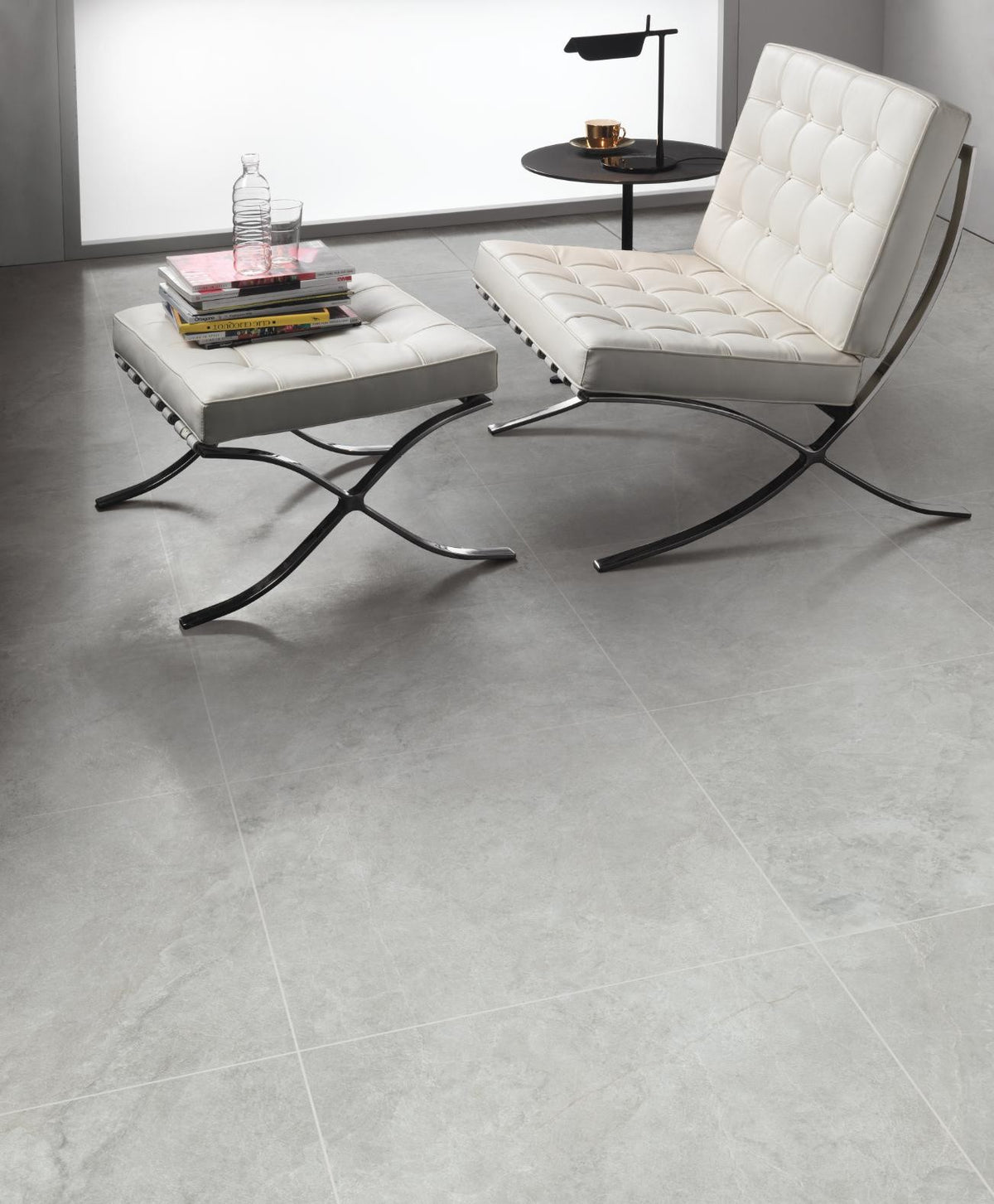 Noble Stone Greige Matt Stone Look Porcelain Tiles 600x600mm in a room setting