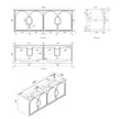 Laguna 1500mm Black American Oak Wall Hung Vanity technical drawing