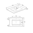 Laguna 600mm Black American Oak Wall Hung Vanity technical drawing